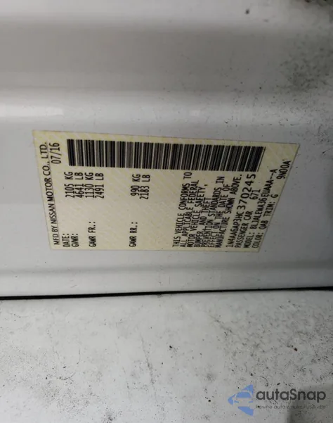 2017 Nissan Maxima 3.5S из США, поврежденный, VIN 1N4AA6AP3HC370245